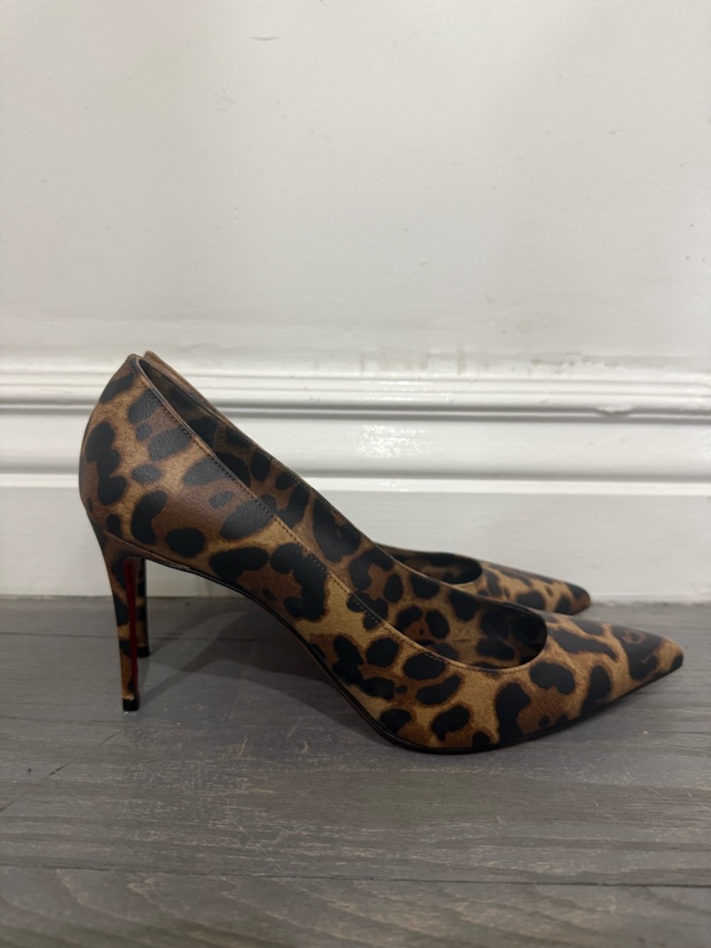 Christian Louboutin Leopard-Print Pointed Toe Pumps - Brown/Black - Picture 2 of 5